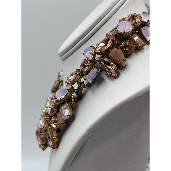 J. Crew Glacier Faceted Pink AB Opalescent Rhinestone Floral‎ Statement Necklace - Picture 11 of 16